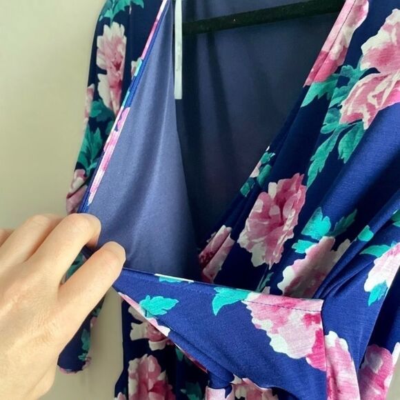 Brixon ivy faux wrap jersey style floral dress large - Picture 7 of 10